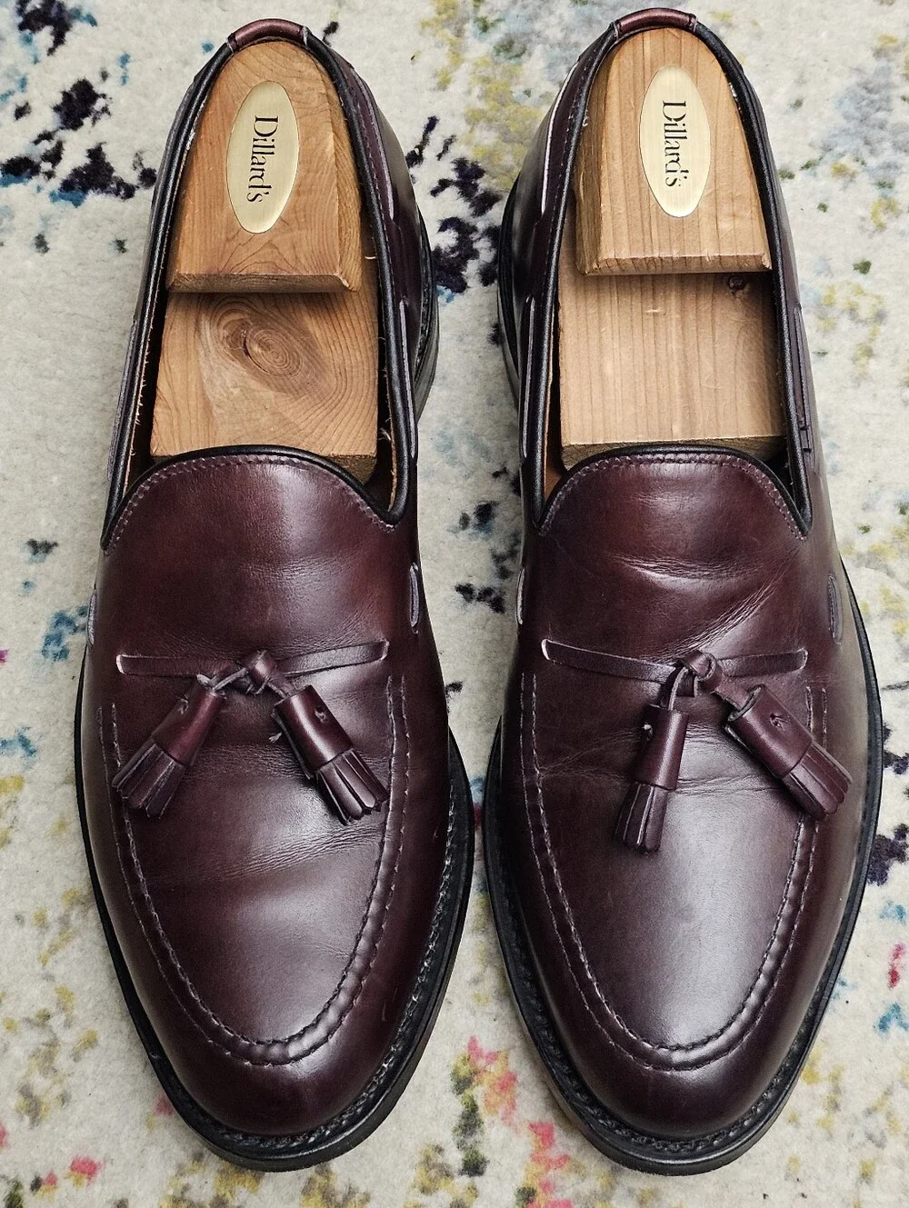 Allen Edmonds Grayson Tassel Loafers Men's Dress Shoes 8.5 D Burgundy Oxblood